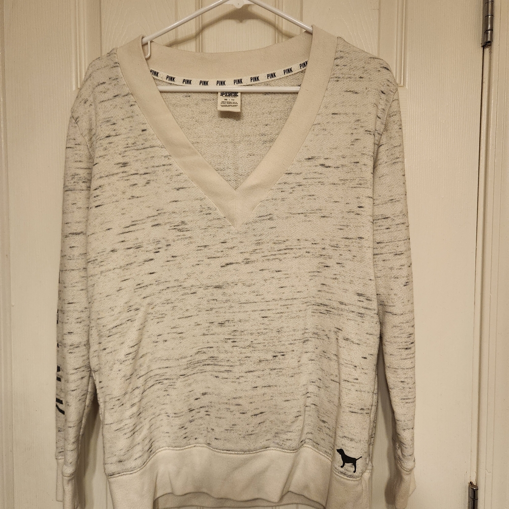 Victoria's Secret PINK Cream V-Neck Sweatshirt